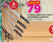 6 Piece Knife Set With Wooden Chopper