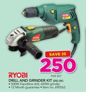 Ryobi Drill And grinder Kit DG 2K-Per Set