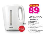 Kenwood 1.6Ltr White Cordless Kettle JK689
