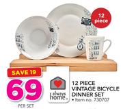 Always Home 12 Piece Vintage Bicycle Dinner Set