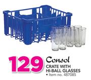 Consol Crate With Hi-Ball Glasses