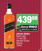 Johnnie Walker Black Label 12 Year Old Blended Scotch Whisky-750ml