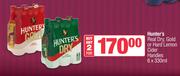 Hunter's Real Dry Gold Or Hard Lemon Cider Handies-For 2 x 6 x 330ml