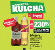 Ballantine's Finest Blended Scotch Whisky 750ml & Schweppes Ginger Ale 1L-For Both