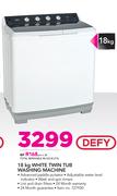 Defy 18kg White Twin Tub Washing Machine
