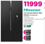 Hisense 670Ltr Black Side By Side Fridge H670SMI-WD