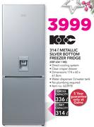 KIC 314Ltr Metallic Silver Bottom Freezer Fridge KBF634 1ME