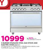Defy 5 Burner Stainless Steel Gas Stove and Electric Oven DGS161