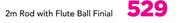 2m Rod With Flute Ball Finials