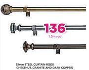 25mm Steel Curtain Rod(Chest Nut, Granite And Dark Copper)-2m