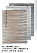 Decorland Ready Made 25mm Aluminium Venetian Blinds(Fawn, White And Silver) 600x1000mm