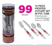16 Piece Frosted Cutlery Set In PVC Tube-Per Set