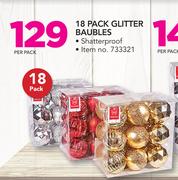 18 Pack Glitter Baubles-Per Pack