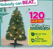 All In One Spruce Tree And Fairy Lights-Per Bundle