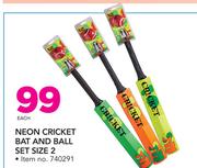 Neon Cricket Bat And Ball Set Size 2-Each