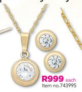 JCSA 9ct Gold Pendant And Earring Gift Sets-Each