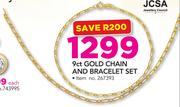 JCSA 9ct Gold Chain And Bracelet Set