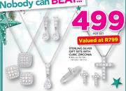 Sterling Silver Gift Sets With Cubic Zirconia-Per Set