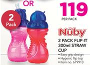 Nuby 2 Pack Flip-It Straw Cup-300ml Per Pack