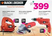 Black&Decker Single Speed Jigsaw KS500-QS+ 900W Angle Grinder+ 500W Hammer Drill-Each
