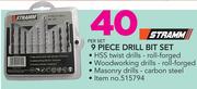 Stramm 9 Piece Drill Bit Set-Per Set