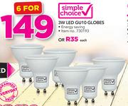 Simple Choice 3W LED GU10 Globes-Each