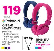 Polaroid On Ear Headphones PHP8500-Per Pair