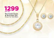 9ct Gold Chain & Bracelet Set-Per Set