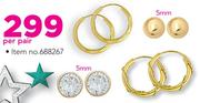 5/5mm 9ct Gold Earring-Per Pair