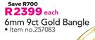 6mm 9ct Gold Bangle-Each