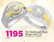 JCSA 9ct Gold And Silver Rings With CZ-Each
