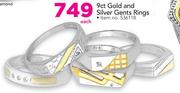JCSA 9ct Gold And Silver Gents Rings-Each