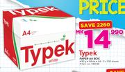 Typek White Paper A4 Box(5x500 Sheets)