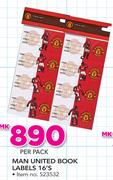 Manchester United Book Labels 16's-Per Pack