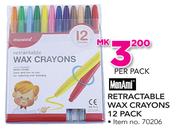 Monami Retractable Wax Crayons 12 Pack-Per Pack