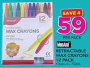 Monami 12 Pack Retractable Wax Crayons-Per Pack