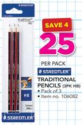 Staedtler 3 Pack HB Traditional Pencils-Per Pack