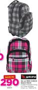 Gotcha 46Cm Red Check Backpack-Each
