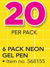 Simple Choice 6 Pack Neon Gel Pen-Per Pack