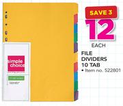 Simple Choice File Dividers 10 Tab-Each