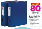 Simple Choice 2 Pack Lever Arch File A4-Per Pack