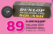 Dunlop Yellow Dot Squash Ball