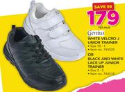 Genius White Velcro J Unior Trainer Or Black And White Lace Up Junior Trainer-Per Pair