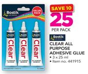 Bostik Clear All Purpose Adhesive Glue-3 x 25ml