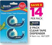 Bostik 2 Pack Clear Tape Dispenser-Per Pack