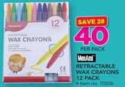 Monami Retractable Wax Crayons 12 Pack-Per Pack