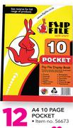 A4 10 Page Pocket Flip File-Each