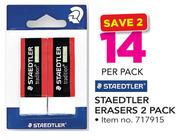 Staedtler Erasers 2 Pack-Per Pack