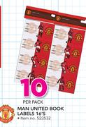 Manchester United Book Labels-16's-Per Pack