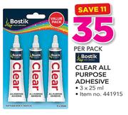 Bostik Clear All Purpose Adhesive-3x25ml